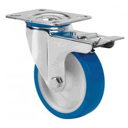 RUEDA GIRATORIA 10ZVLIFD80-POA INOX POLIUR.AZUL FRENO