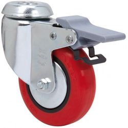 RUEDA GIRATORIA 20BHFD80-PPI POLIUR.ROJO FRENO