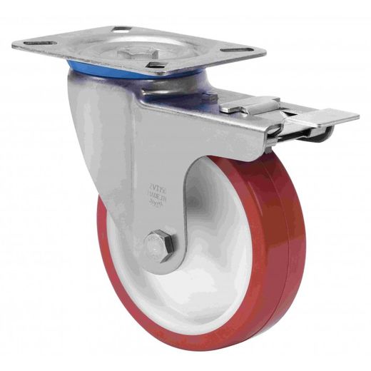 RUEDA GIRATORIA FR.INOX.10ZVIFD125-POLR POLIAMIX BLANC-POLIUR.MARRON ROD