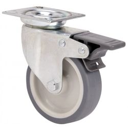 RUEDA GIR.PLACA FRENO 401-060-3 POLIAMIX-GOMA GRIS EJE LISO
