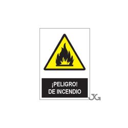 SEÑAL ADHESIVO PELIGRO INCENDIO 10X15
