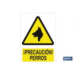 SEÑAL ADHESIVO PRECAUCION PERROS 297X210MM.