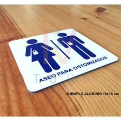 SEÑAL ASEOS BAÑOS OSTOMIZADOS ALUMINIO 15X15 CM