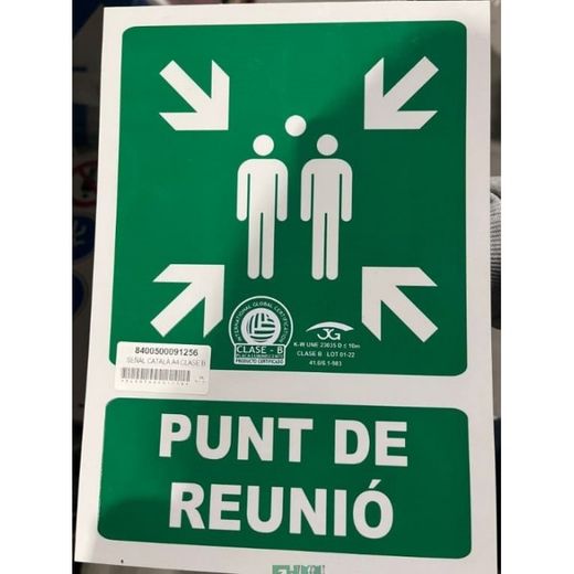 SEÑAL CATALÀ A4 CLASE B FOTOLUMINISCENTE PVC PUNT DE REUNIO