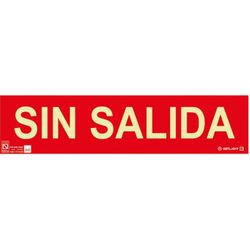 SEÑAL CLASE B FOTOLUMINISCENTE 297X105 FONDO ROJO "SIN SALIDA"