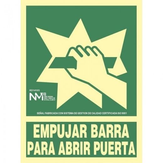 SEÑAL EMPUJAR BARRA PVC 1MM CLASE A DISTANCIA DE VISION 10M