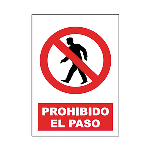 SEÑAL MODELO SP-897 EN POLIPROPILENO DE 40X30 "PROHIBIDO EL PASO"