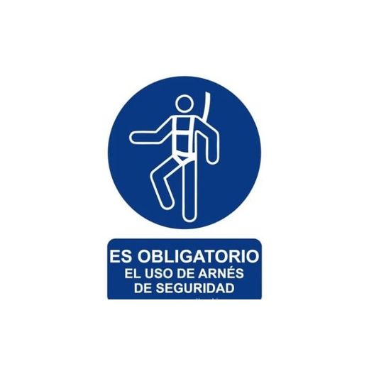 SEÑAL PELIGRO 40X30CM-ES OBLIGATORIO EL USO DEL ARNES DE SEGURIDAD