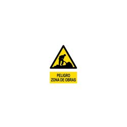 SEÑAL PELIGRO ZONA DE OBRAS 210X290MM