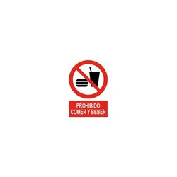 SEÑAL PROHIBIDO COMER Y BEBER 210X290MM