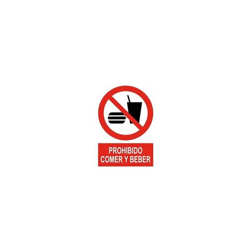 SEÑAL PROHIBIDO COMER Y BEBER 210X290MM