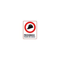 SEÑAL PROHIBIDO PASAR SIN CASCO 210X290MM