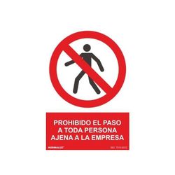 SEÑAL PROHIBIDO PASO PERSONA AJENA PVC 0,7MM 210X300MM