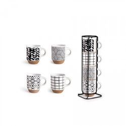 SET 4 MUGS MARKEN 130 ML + SOPORTE