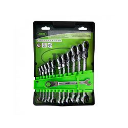 SET DE 12 LLAVES COMBINADAS, ARTICULADAS CON TRINQUETE