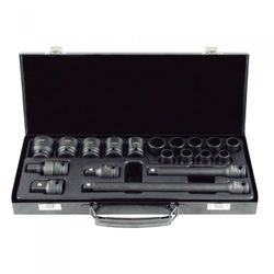 SET DE 19 PIEZAS DE IMPACTO DE 1/2" CON 14 VASOS DE 12 CANTOS + ADAPTADORES