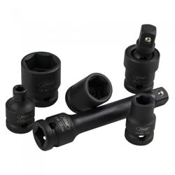 SET DE VASOS DE IMPACTO DE 13 PIEZAS DE 1/2" HEXAGONAL + ADAPTADOR