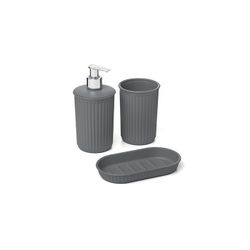 SET VASO+DOSIFICADOR+JABONERA BAOBAB /GRIS ANTRACITA