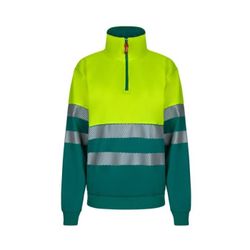 SUDADERA BICOLOR CON MEDIA CREMALLERA CINTA SEGMENTADA RS VERDE/AMARILLO FLÚOR T-XL