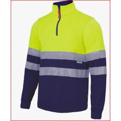SUDADERA BICOLOR CREMALLERA AV AZUL NAVY/AMARILLO FLUOR T-4XL