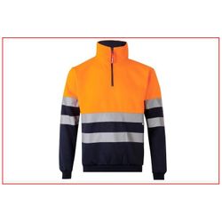 SUDADERA BICOLOR CREMALLERA AV AZUL NAVY/NARANJA FLUOR T-5XL