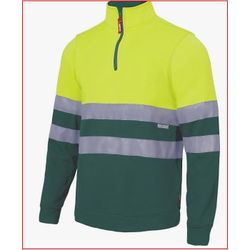 SUDADERA BICOLOR CREMALLERA AV VERDE/AMARILLO FLUOR T-5XL