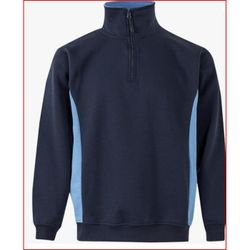 SUDADERA BICOLOR CREMALLERA AZUL NAVY/CELESTE T-S