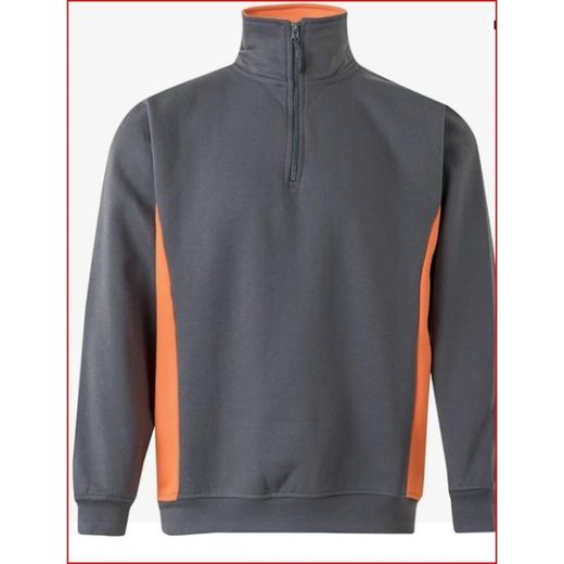 SUDADERA BICOLOR CREMALLERA GRIS/NARANJA T-XL