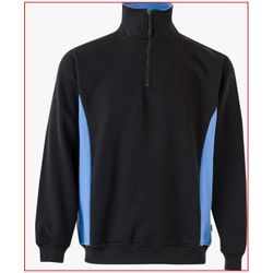 SUDADERA BICOLOR CREMALLERA NEGRO/CELESTE T-2XL