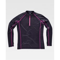 SUDADERA REF.S7555 NEGRO+ROSA FLUOR T-L
