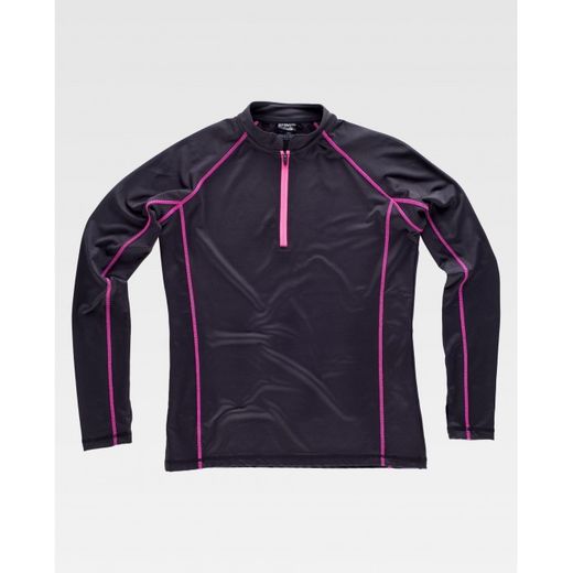 SUDADERA REF.S7555 NEGRO+ROSA FLUOR T-S
