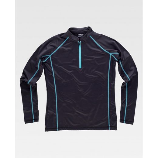 SUDADERA REF.S7555 NEGRO+TURQUESA T-M