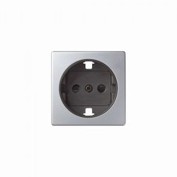 TAPA BASE ENCHUFE 2P+TT ALUMINIO