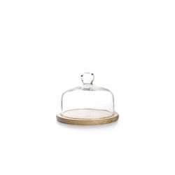 TAPA DE CRISTAL CON BASE DE MADERA 18 CM