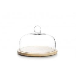 TAPA DE CRISTAL CON BASE DE MADERA 26 CM