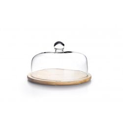 TAPA DE CRISTAL CON BASE DE MADERA 30 CM