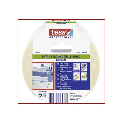 TESA 51960 DOBLE CARA EXTRAFUERTE - REMOVIBLE 25M X 50MM