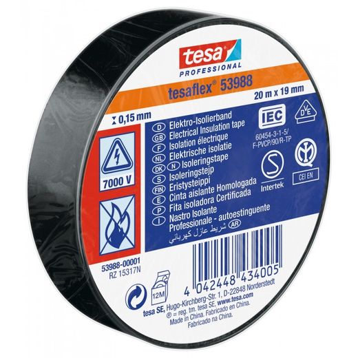 TESA CINTA AISLANTE NEGRO 20MX19MM