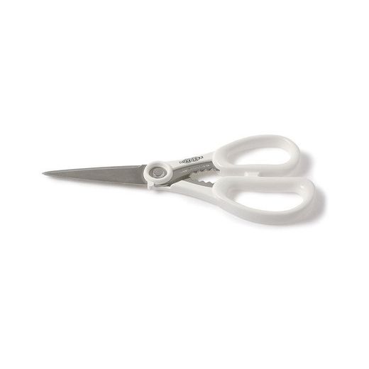 TIJERA MICRODENTADA . INOX - BLANCO / 8" - 20 CM. FUNDA