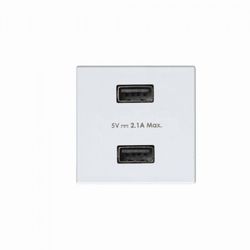 TOMA 2 CARGADOR USB 2 MODULOS 2.1A BLANCO