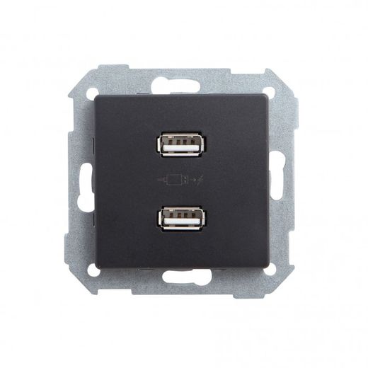 TOMA 2 CARGADOR USB 2.1A GRAFITO S82