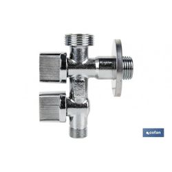 VALVULA ESCUADRA 1/2" X 3/4" X 3/8" DOBLE SALIDA