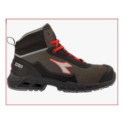 *ZAPATO SHARK STAB IMP LEAT MID S3 SRC ESD BLACK/RED FLUO T-44