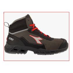 *ZAPATO SHARK STAB IMP LEAT MID S3 SRC ESD BLACK/RED FLUO T-45